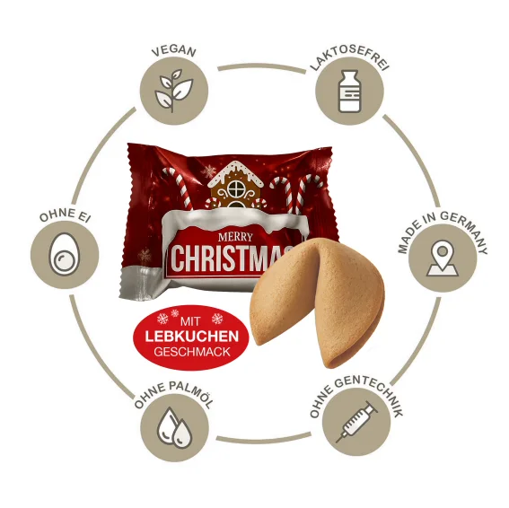 36 Weihnachtsglückskekse mit Lebkuchen-Geschmack