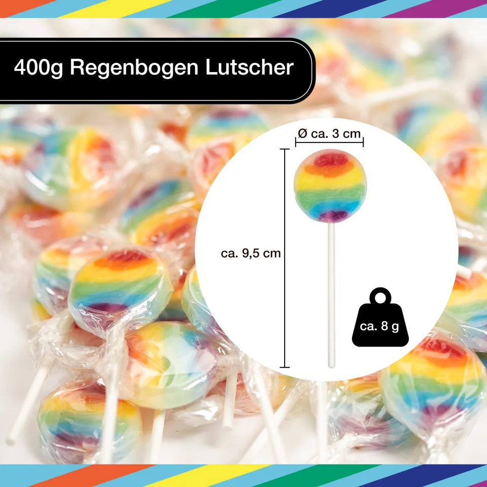 Regenbogen Lutscher – 50 Stück à 8 g