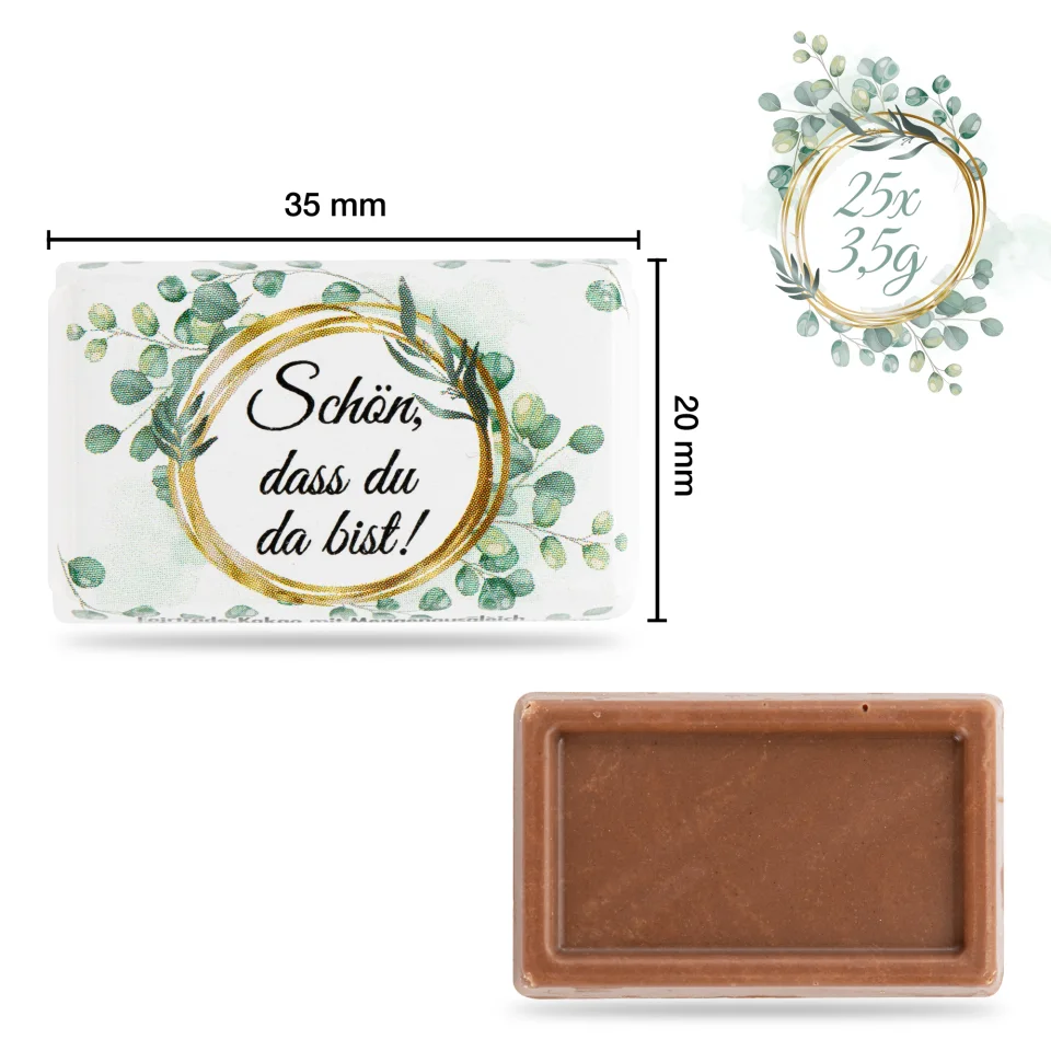 Schön, dass du da bist – Mini Schokoladentafeln (25 Stück)