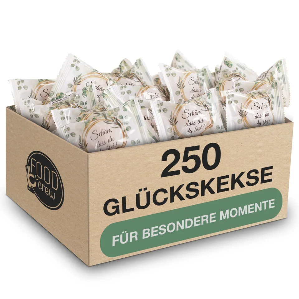 Glückskekse „Schön, dass du da bist“ – 250 Stück Großpackung