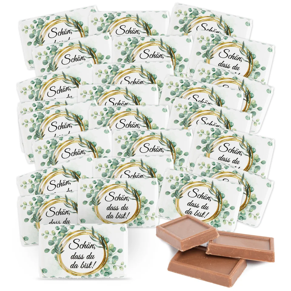 Schön, dass du da bist – Mini Schokoladentafeln (25 Stück)
