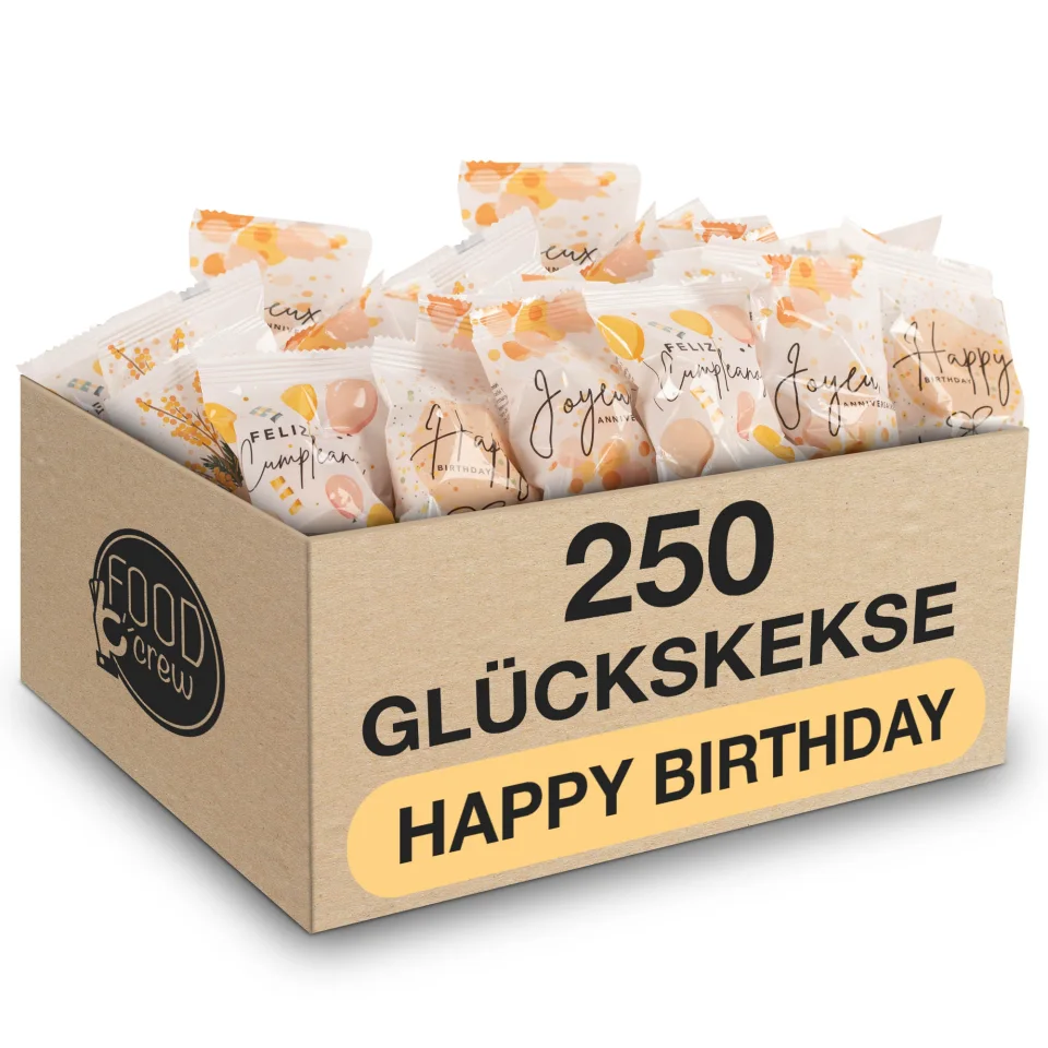 Glückskekse Happy Birthday – 250 Stück Großpackung