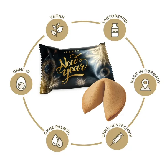 12 Glückskekse „Silvester“ mit Sprüchen